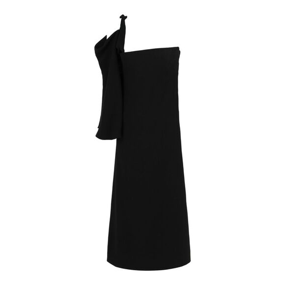 Ferragamo One-Shoulder Midi Dress Black Womens